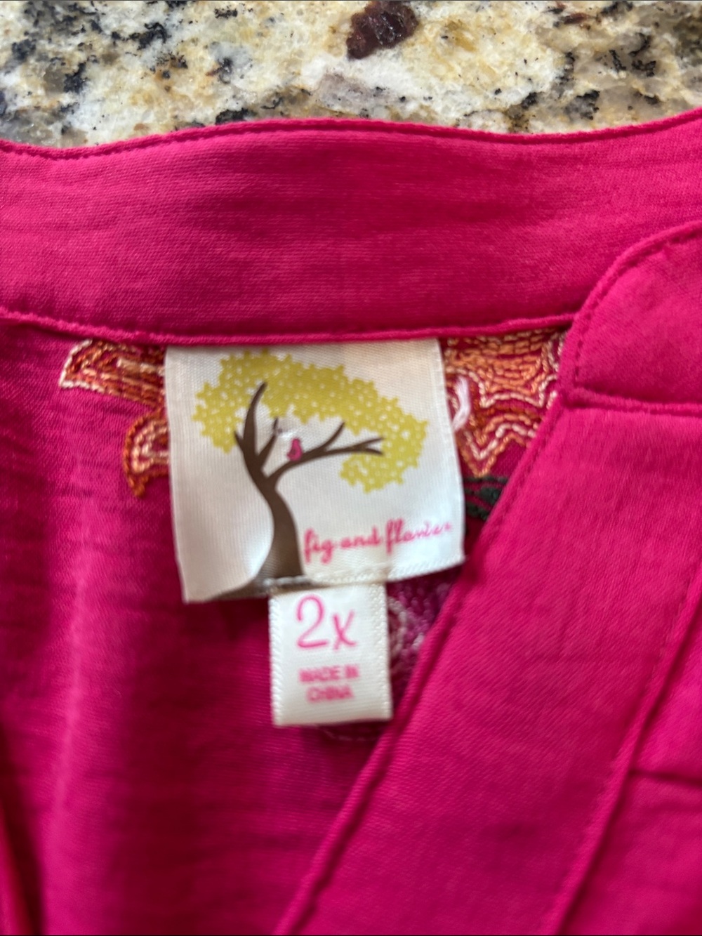 fig and flower Hot Pink Floral Embroidered Button-Front Top - Picture 2 of 6